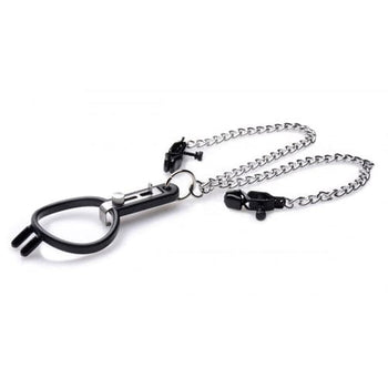 Master Series Knebel Entwürdigender Mundspanner mit Nippelklemmen
